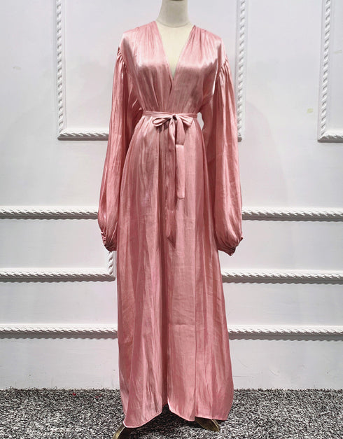 Women's Solid Color Puff Sleeve Maxi Abaya